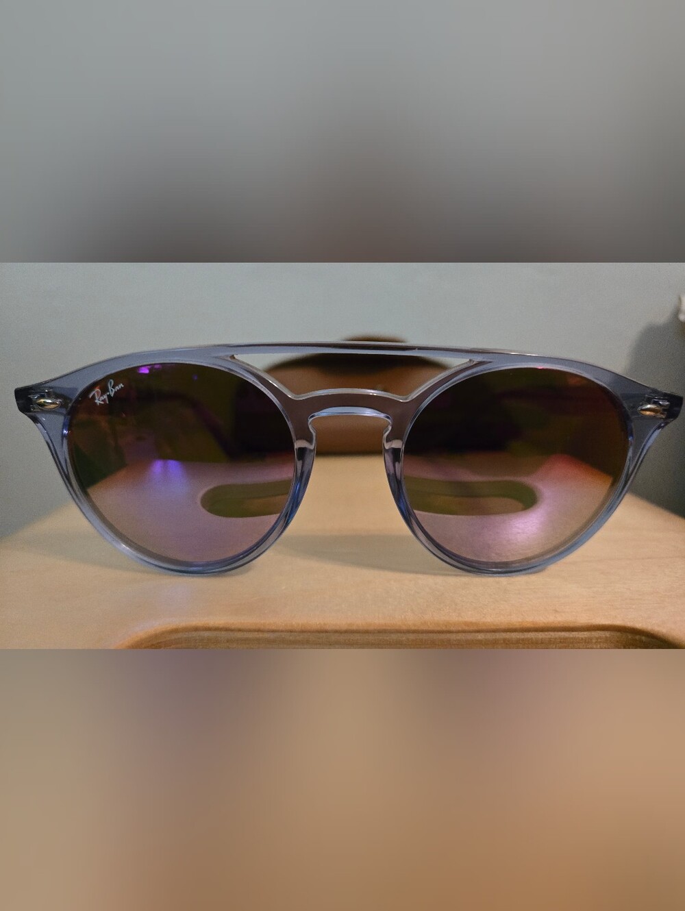 Ray Ban RB4279 Blue/Silver Gradient Mirrored Double Bridge Round Sunglasses S